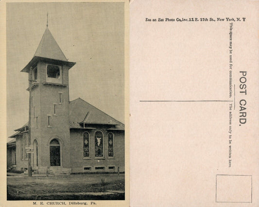 DILLSBURG PA M.E. CHURCH ANTIQUE POSTCARD
