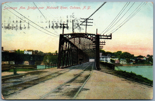 GOHOES NY SARATOGA AVENUE BRIDGE over MOHAWK RIVER 1910s ANTIQUE POSTCARD