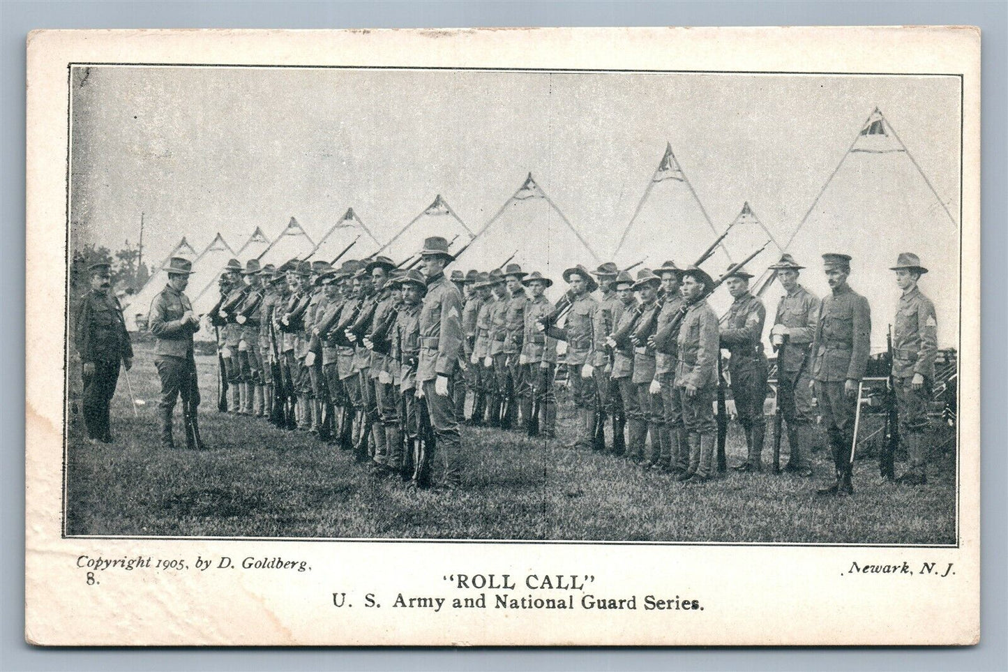WWI ROLL CALL ANTIQUE POSTCARD NEWARK NJ