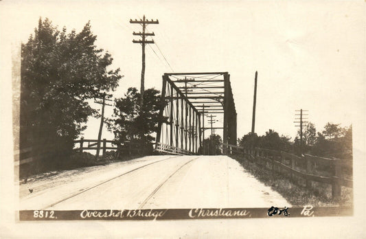 CHRISTIANA PA OVERSHOT BRIDGE ANTIQUE REAL PHOTO POSTCARD RPPC