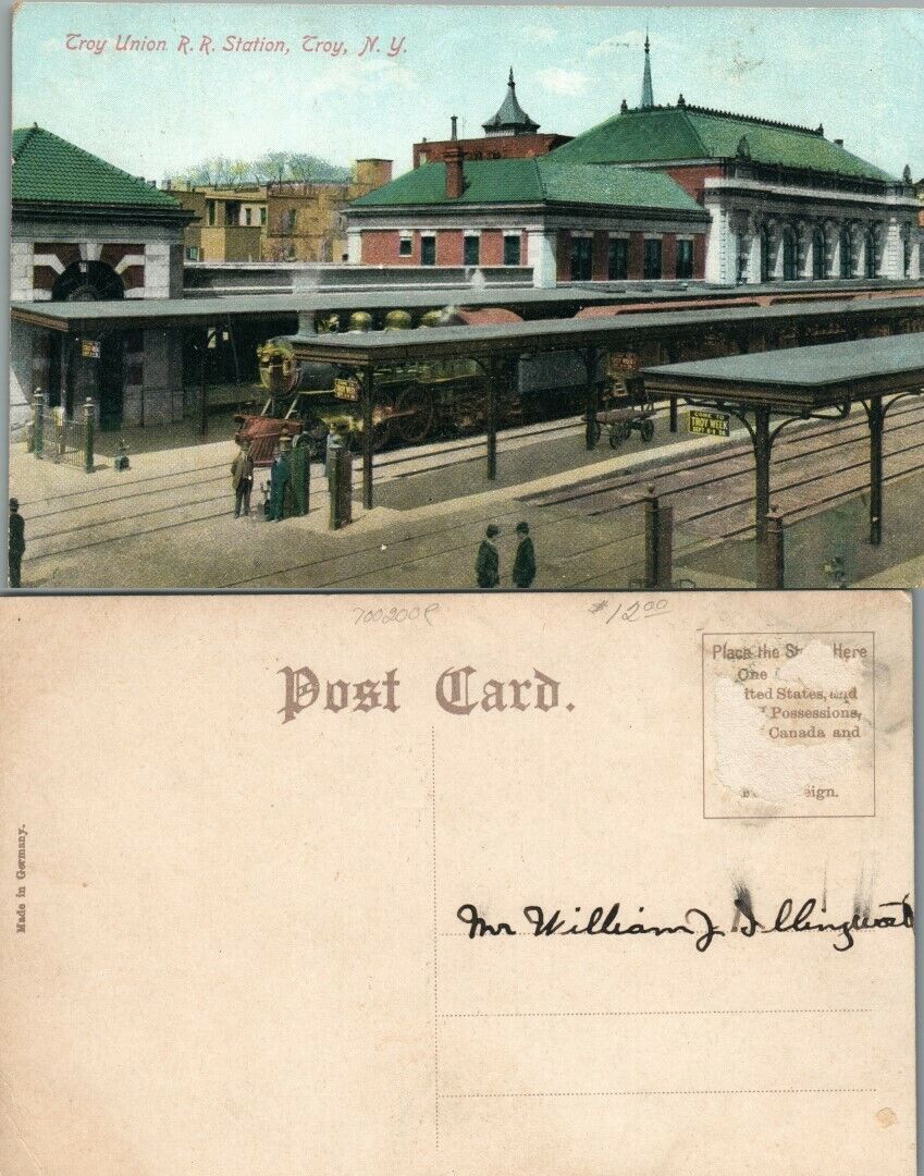 ANTIQUE POSTCARD TROY UNION R.R. STATION TROY N.Y. railroad railway train depot