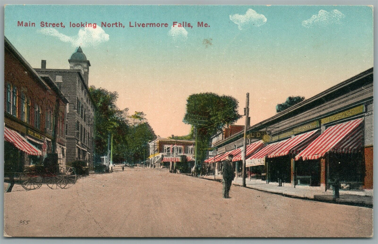 LIVERMORE FALLS ME MAIN STREET ANTIQUE POSTCARD