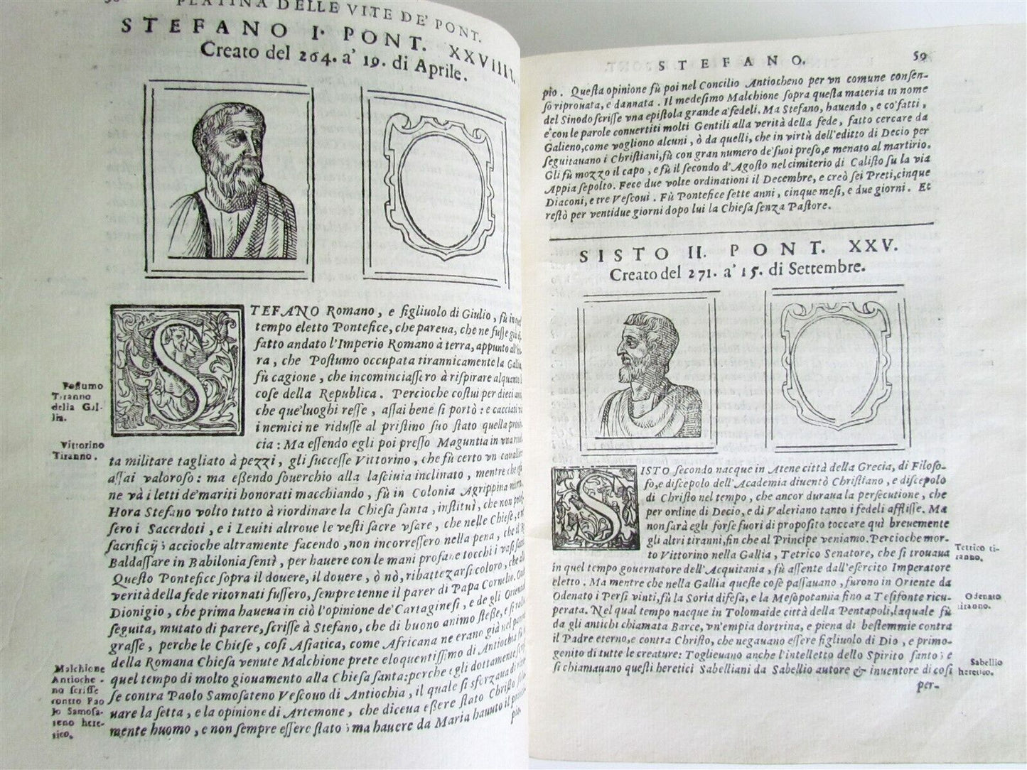 1643 BARTOLOMEO PLATINA LIVES of POPES antique 17th CENTURY ILLUSTRATED