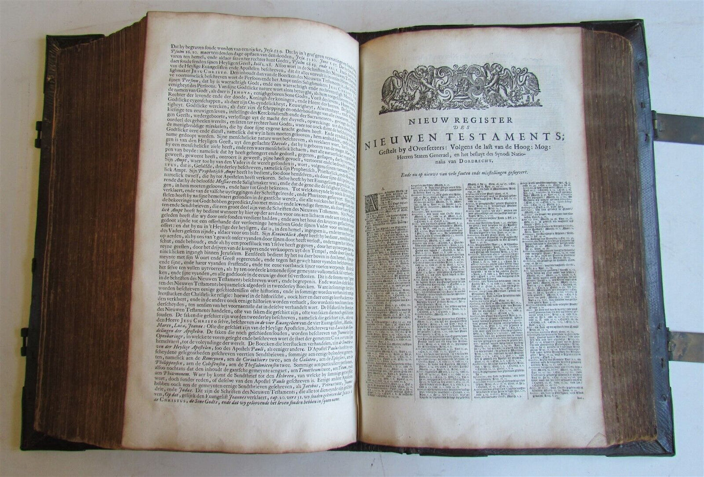 1702 BIBLE in DUTCH ILLUSTRATED w/ MAP MASSIVE FOLIO w/ CLASPS antique BIBLIA