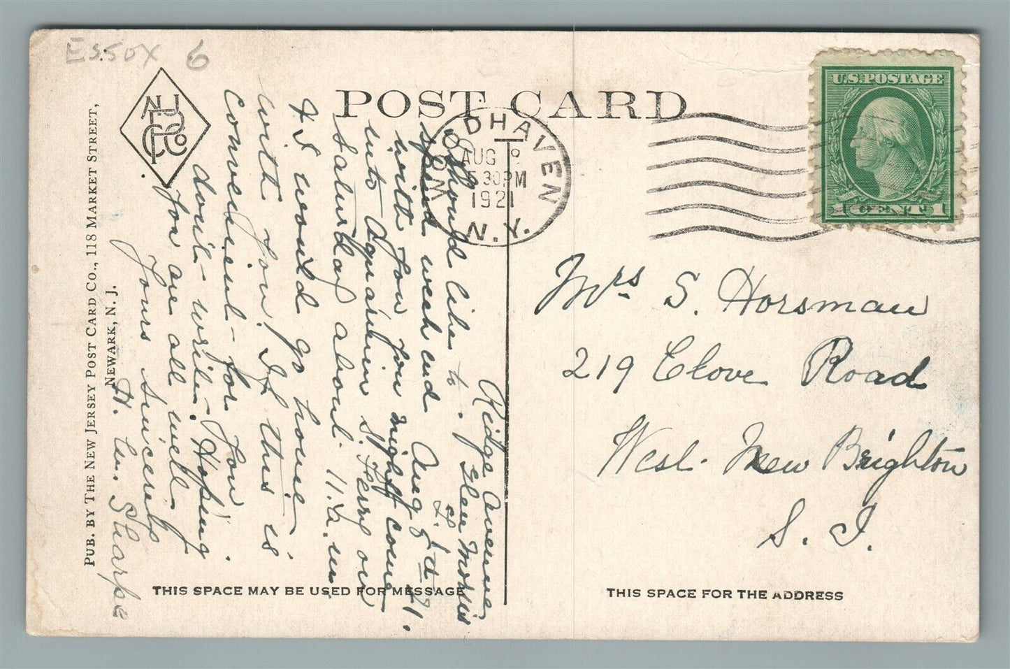 EAST ORANGE NJ BETHEL CHURCH & SUNDAY SCHOOL ANTIQUE POSTCARD