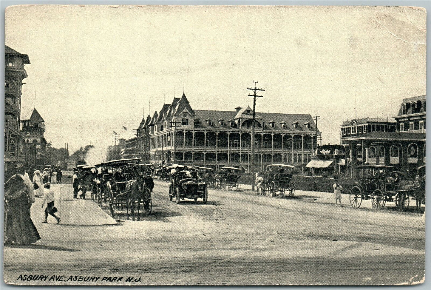 ASBURY PARK NJ ASBURY AVENUE ANTIQUE POSTCARD