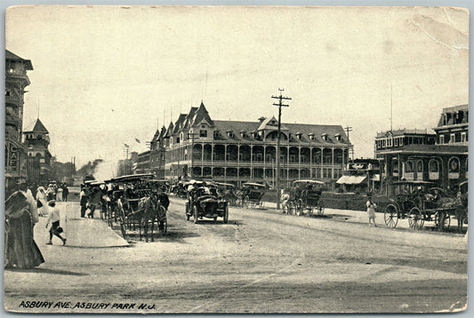 ASBURY PARK NJ ASBURY AVENUE ANTIQUE POSTCARD
