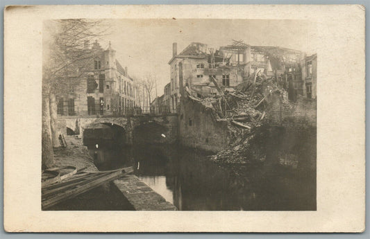 WWI ERA DESTROYED BUILDING ANTIQUE REAL PHOTO POSTCARD RPPC