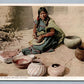 AMERICAN INDIAN MOKI WOMAN MAKING POTTERY ANTIQUE POSTCARD