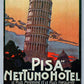 PISA HOTEL NETTUNO ADD ITALIAN ARTIST SIGNED CONRAD RICHTER ANTIQUE POSTCARD