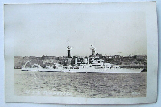 ANTIQUE RPPC REAL PHOTO POSTCARD USS TENNESSEE SHIP