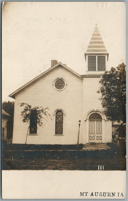 MT. AUBURN IA CHURCH ANTIQUE REAL PHOTO POSTCARD RPPC