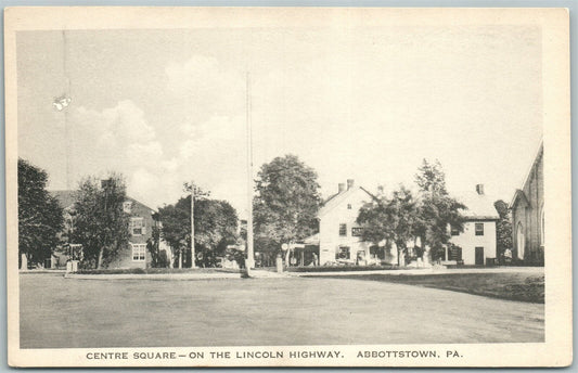 ABBOTTSTOWN PA CENTRE SQUARE ON LINCOLN HIGHWAY VINTAGE POSTCARD