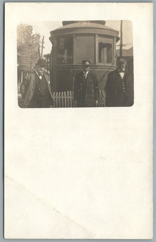 TROLLEY BEET SIGN ANTIQUE REAL PHOTO POSTCARD RPPC