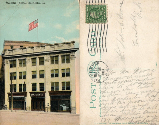 ROCHESTER PA MAJESTIC THEATRE 1914 ANTIQUE POSTCARD