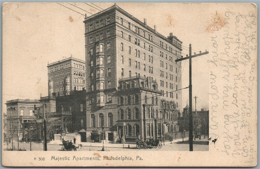 PHILADELPHIA PA MAJESTIC APARTMENTS ANTIQUE POSTCARD