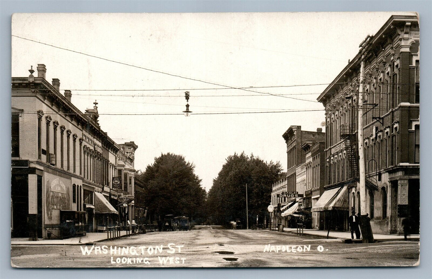 NAPOLEON OH WASHINGTON STREET ANTIQUE REAL PHOTO POSTCARD RPPC