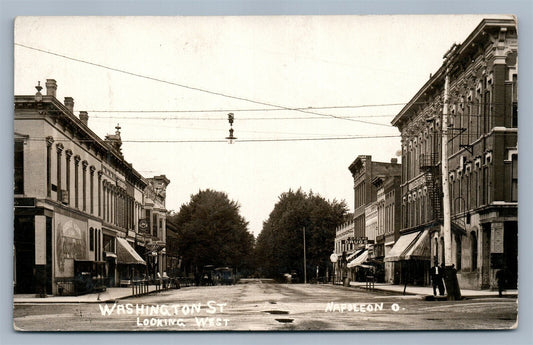 NAPOLEON OH WASHINGTON STREET ANTIQUE REAL PHOTO POSTCARD RPPC