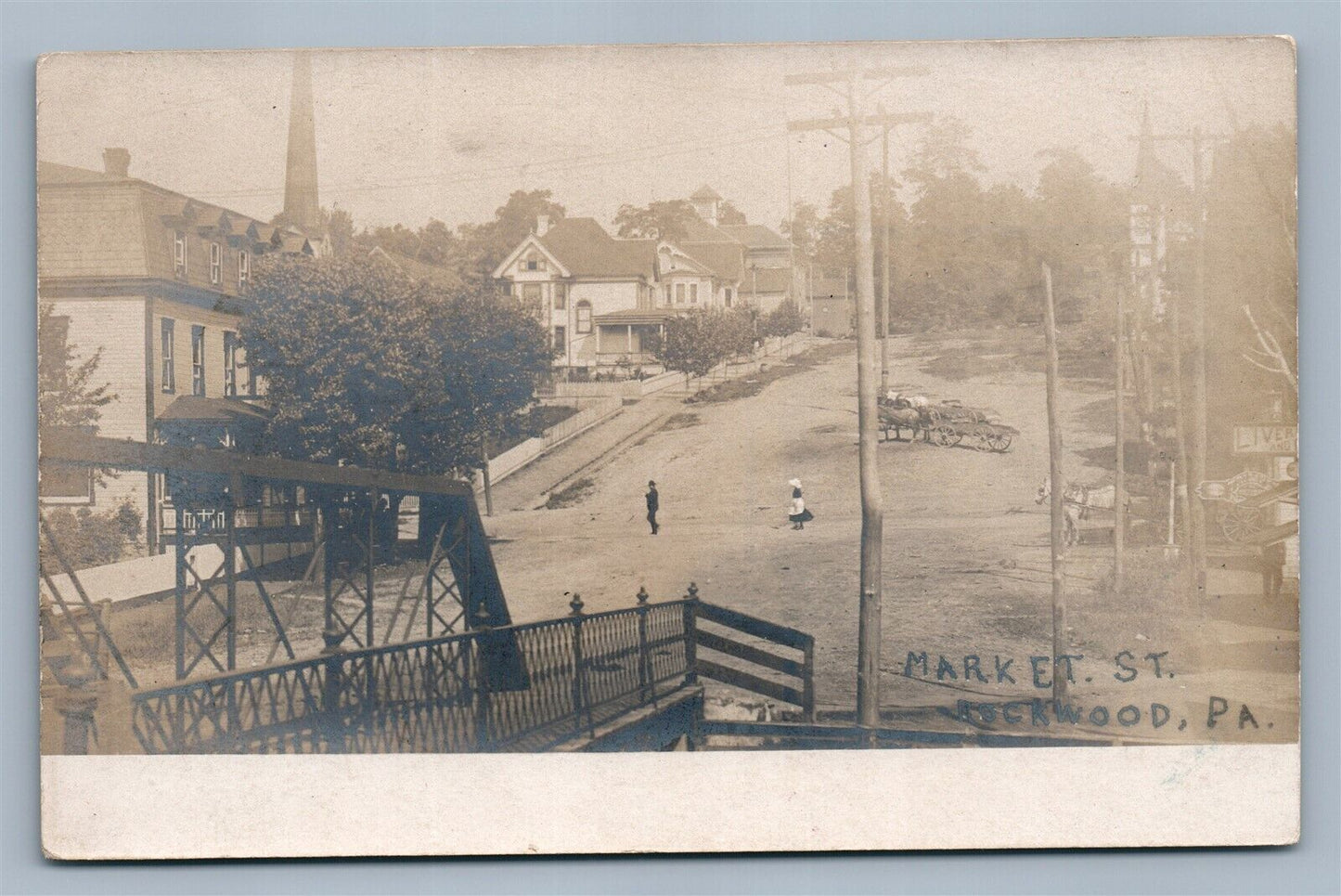 ROCKWOOD PA MARKET STREET ANTIQUE REAL PHOTO POSTCARD RPPC