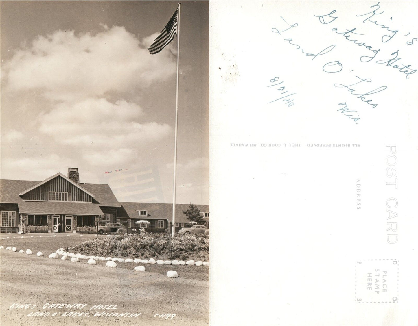 LAND O' LAKES WI GATEWAY HOTEL 1940 VINTAGE REAL PHOTO POSTCARD RPPC