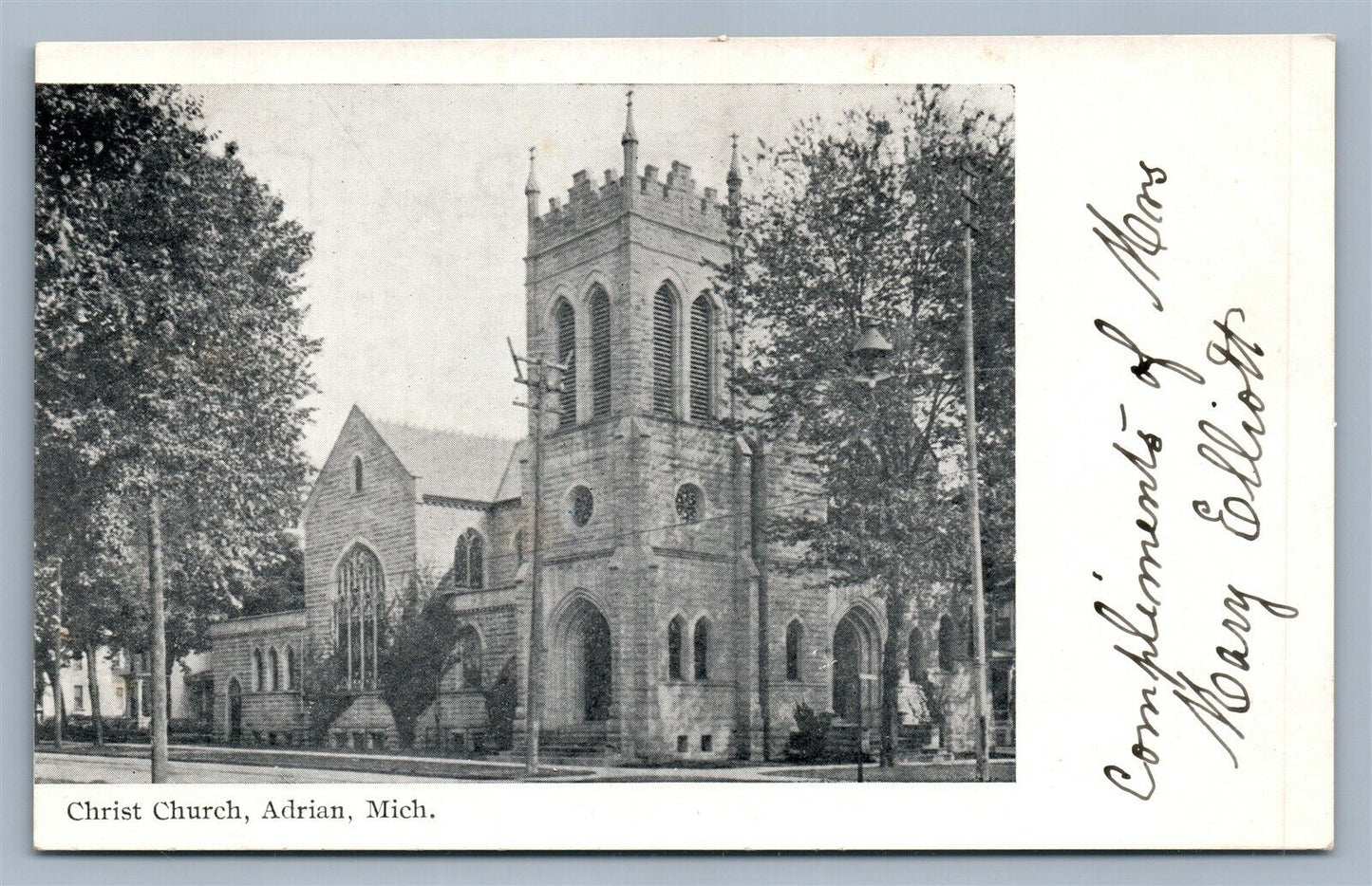 ADRIAN MI CHRIST CHURCH ANTIQUE POSTCARD