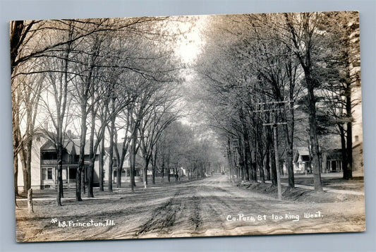 PRINCETON IL E. PERU STREET LOOKING WEST ANTIQUE REAL PHOTO POSTCARD RPPC