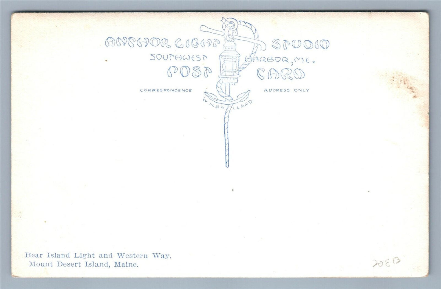 BEAR ISLAND ME LIGHTHOUSE & WESTERN WAY VINTAGE REAL PHOTO POSTCARD RPPC