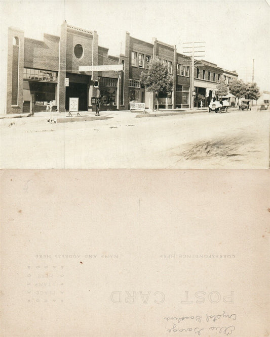 GAS STATION STREET SCENE RPPC VINTAGE REAL PHOTO POSTCARD CRYSTAL GASOLINE