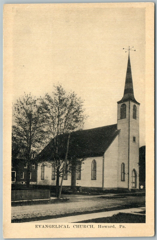 HOWARD PA EVANGELICAL CHURCH ANTIQUE POSTCARD