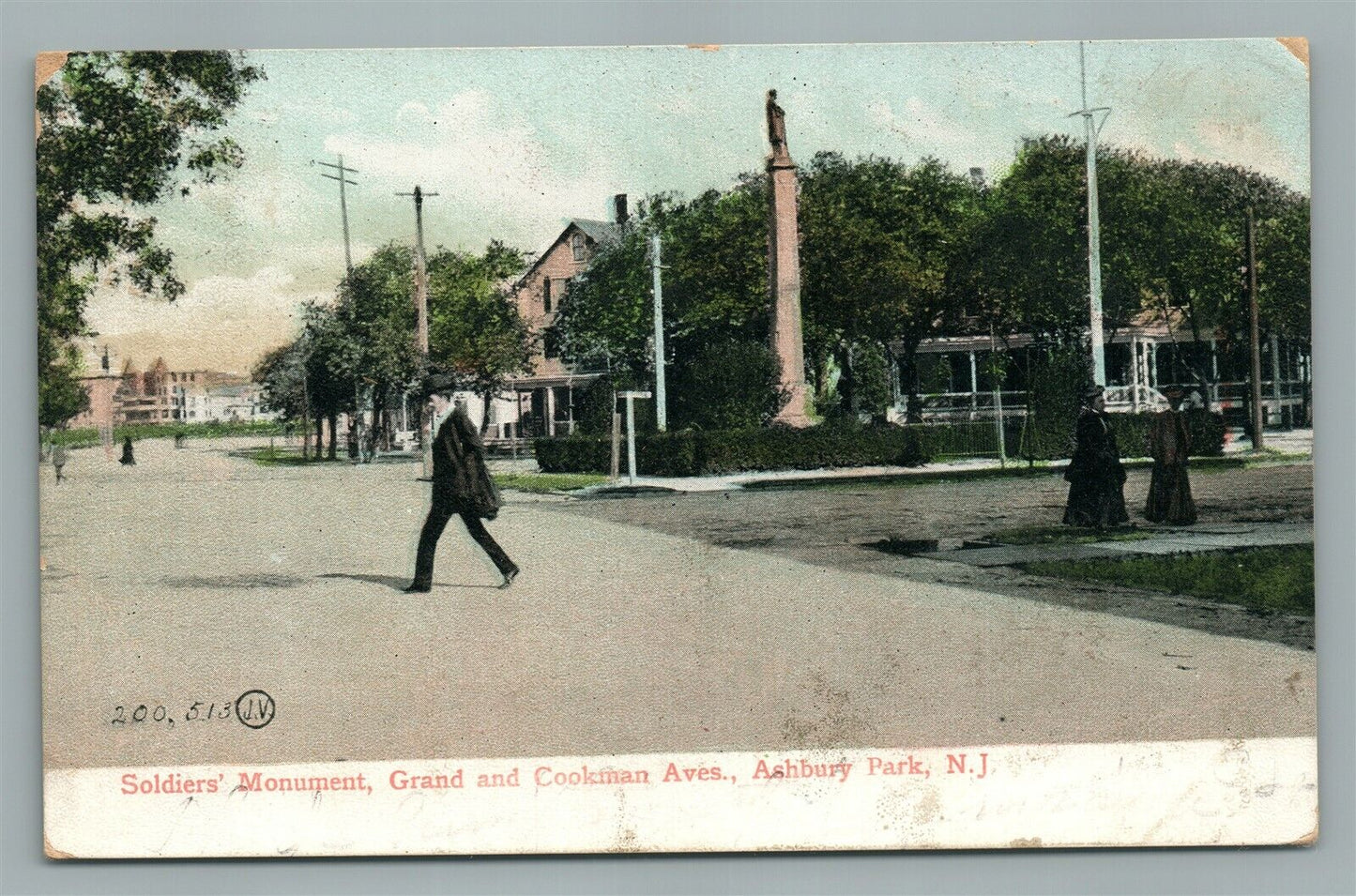 ASBURY PARK NJ SOLDIERS MONUMENT ANTIQUE POSTCARD