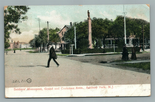 ASBURY PARK NJ SOLDIERS MONUMENT ANTIQUE POSTCARD