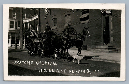 READING PA KEYSTONE CHEMICAL FIRE ENGINE ANTIQUE REAL PHOTO POSTCARD RPPC