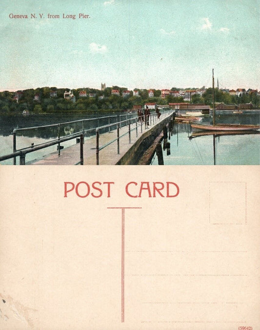 GENEVA N.Y. FROM LONG PIER ANTIQUE POSTCARD