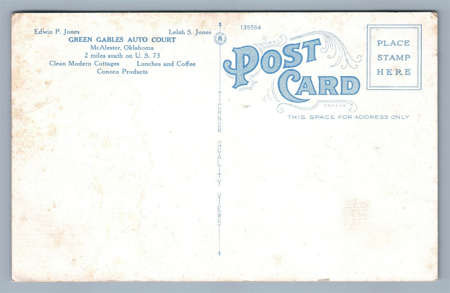 GAS STATION MC ALESTER OK GREEN GABLES ANTIQUE POSTCARD