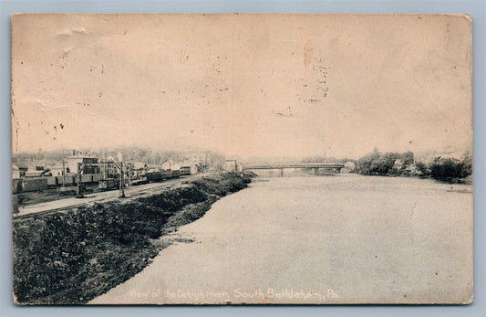 SOUTH BETHLEHEM PA LEHIGH RIVER ANTIQUE POSTCARD