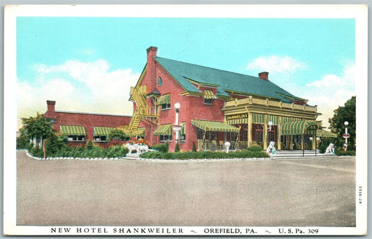 OREFIELD PA NEW HOTEL SHANKWEILER VINTAGE POSTCARD