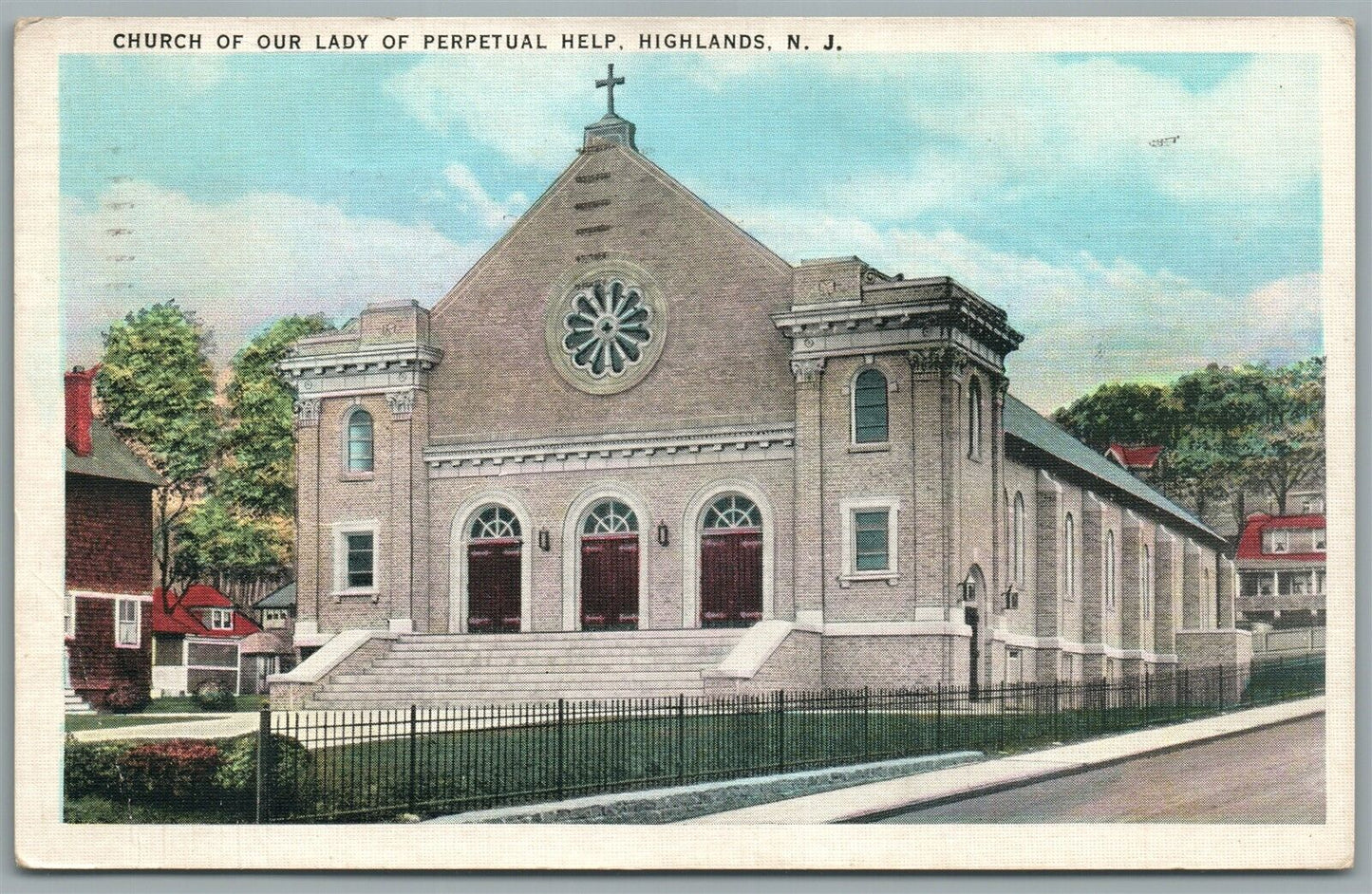 HIGHLANDS NJ CHURCH OF OUR LADY OF PERPETUAL HELP ANTIQUE POSTCARD