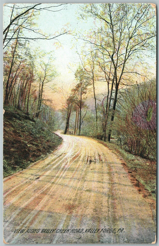 VALLEY FORGE PA VALLEY CREEK ROAD 1910 ANTIQUE POSTCARD