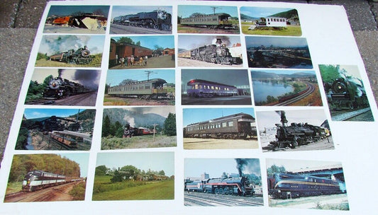 LOT OF 21 VINTAGE POSTCARDS train railway railroad