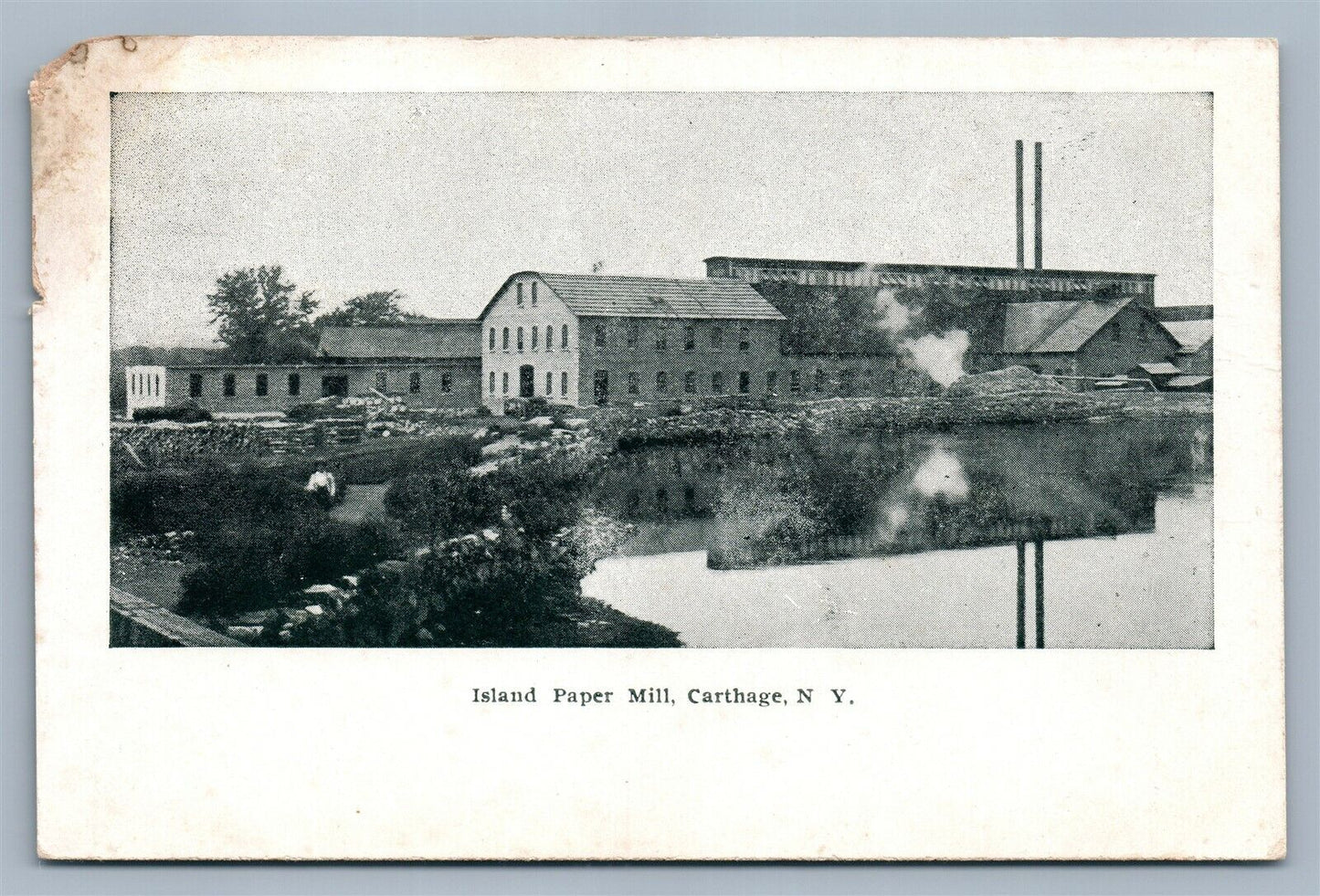 CARTHAGE NY ISLAND PAPER MILL UNDIVIDED ANTIQUE POSTCARD