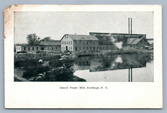 CARTHAGE NY ISLAND PAPER MILL UNDIVIDED ANTIQUE POSTCARD
