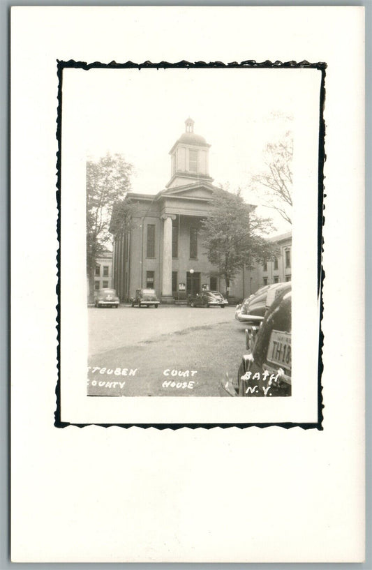 BATH NY COURT HOUSE VINTAGE REAL PHOTO POSTCARD RPPC