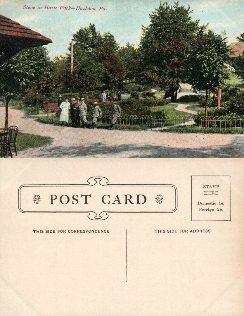 HAZLETON PA SCENE IN HAZLE PARK  ANTIQUE POSTCARD