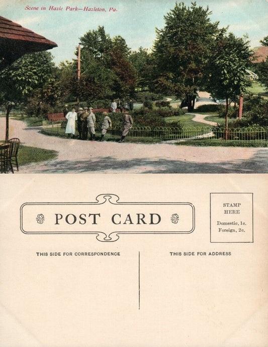 HAZLETON PA SCENE IN HAZLE PARK  ANTIQUE POSTCARD