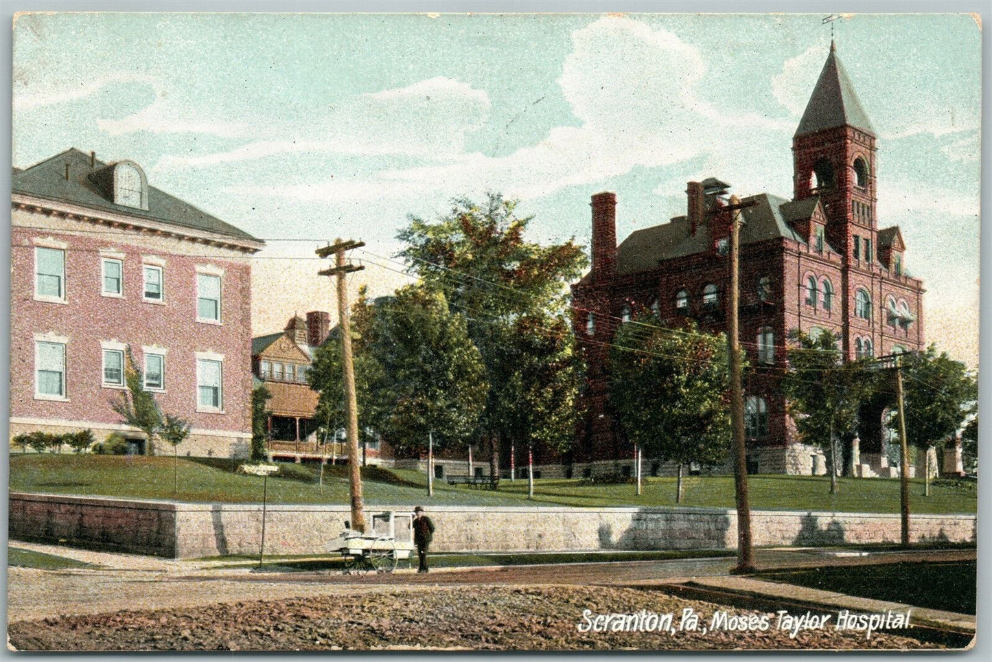 SCRANTON PA MOSES TAYLOR HOSPITAL 1910 UNDIVIDED ANTIQUE POSTCARD