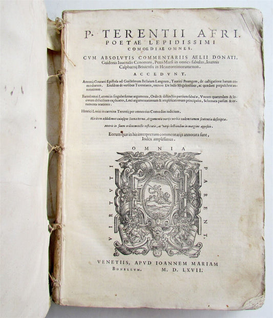 1567 COMOEDIAE SEX by TERENCE ILLUSTRATED VELLUM BINDING ANTIQUE 16th CENTURY