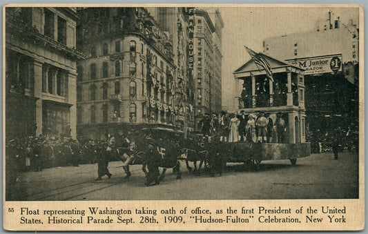 NEW YORK HUDSON-FULTON CELEBRATION WASHINGTON TAKING OATH ANTIQUE POSTCARD