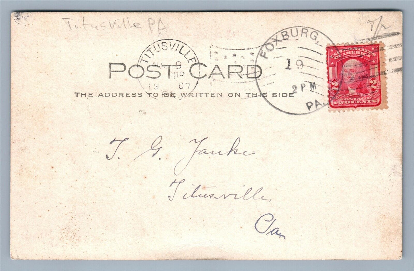 TITUSVILLE PA 1907 REAL PHOTO POSTCARD RPPC