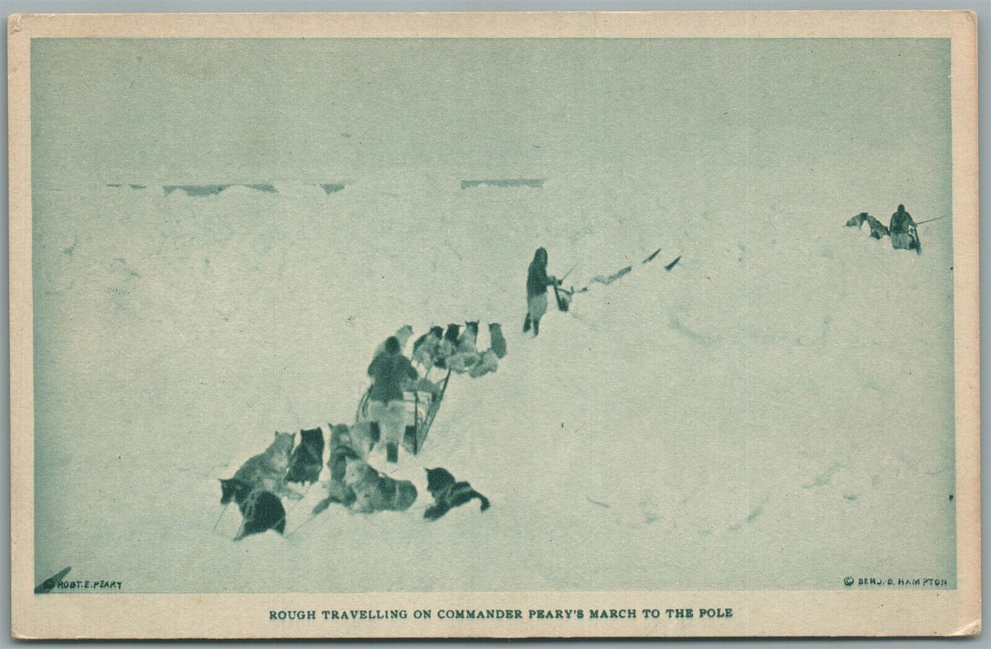 COMMANDER PEARY'S MARCH TO THE POLE ANTIQUE POSTCARD