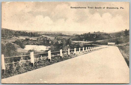 BLOSSBURG PA SUSQUEHANNA TRAIL 1925 ANTIQUE POSTCARD